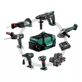 METABO Set COMBO 18V 6.1 (SB18LTX +SSW18LTX300BL +KH18LTX24 +W18L9-125QUICK +SSEP18LT +ULA) 4x4,0Ah Torba
