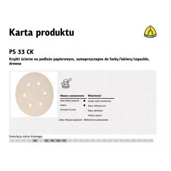 KLINGSPOR SANDING DISC 150mm PS33CK gr. 40 GLS3 /100pcs.