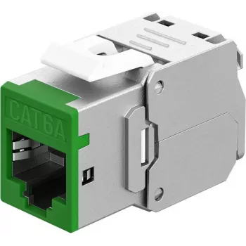 Goobay Keystone-Moduł RJ45 CAT 6A, STP, cienki, Zielony (77945)