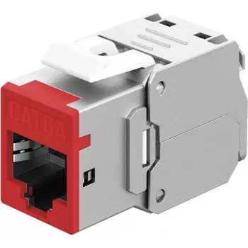 Moduł Keystone Goobay RJ45 CAT 6A, STP, cienki, czerwony (77948)