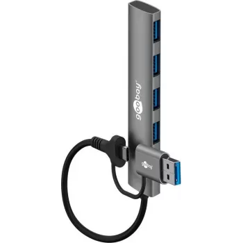 Goobay 2in1 cienki 4-Port USB-Hub, 5 Gbit/s (79149)