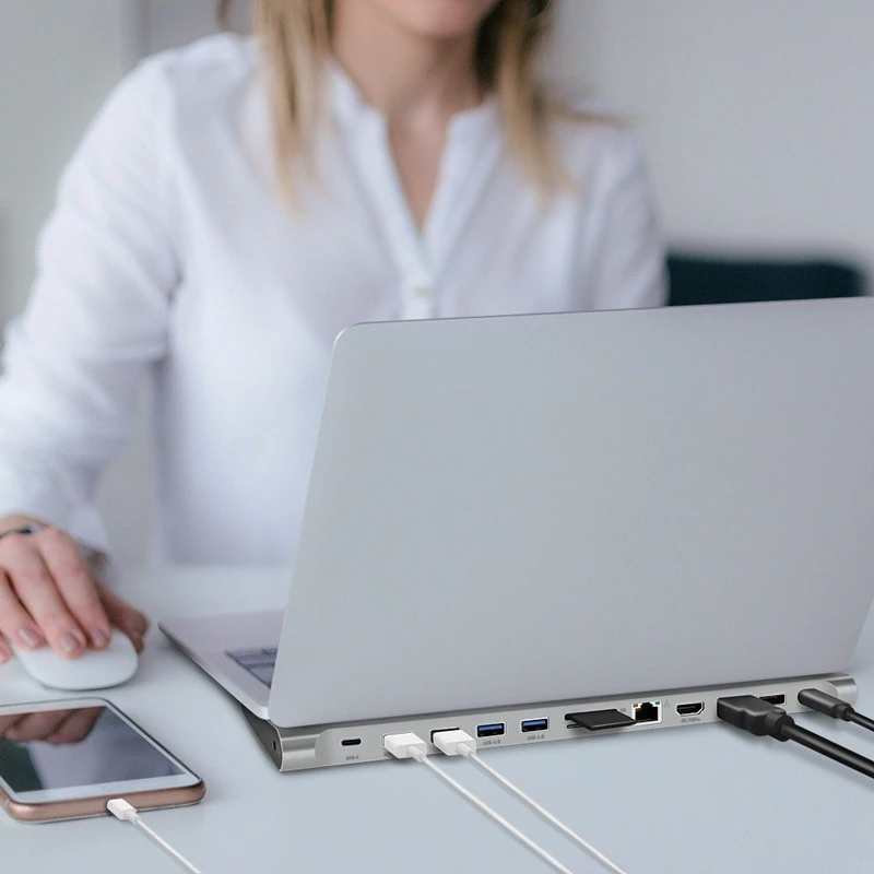 Stacja dokująca USB 3.2 USB-C, 12 portów, PD