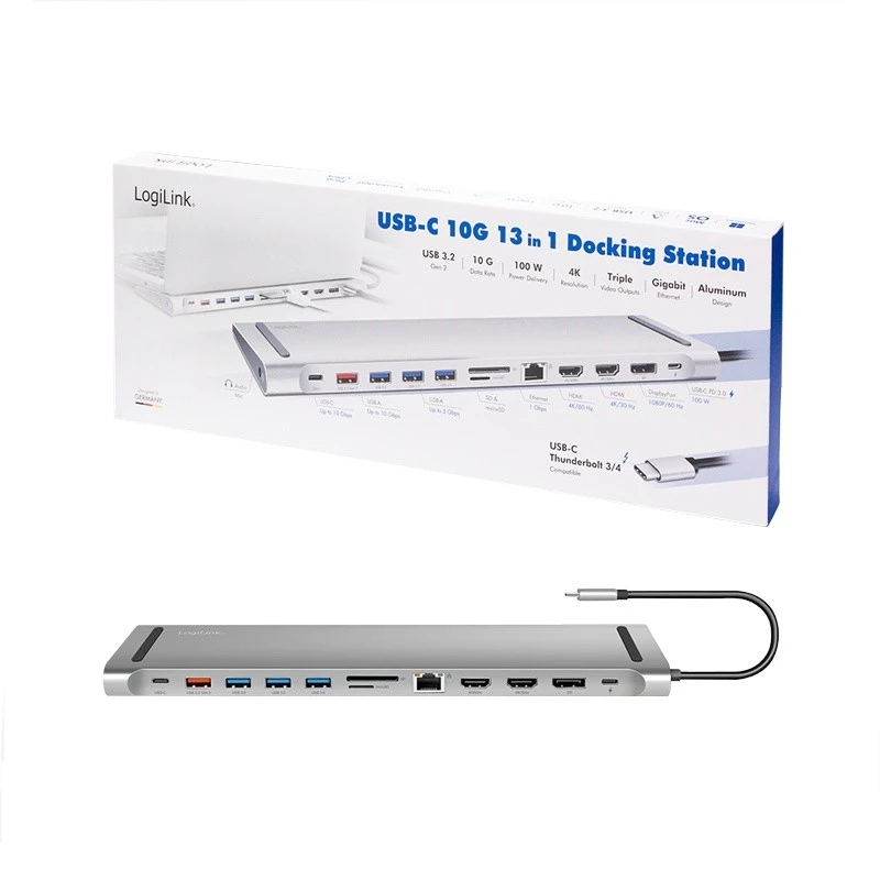Stacja dokująca USB 3.2 USB-C, 12 portów, PD