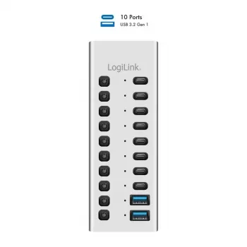 Hub USB 3.2 Gen1 10 portów USB-A/C, przełącznik włącz/wyłącz