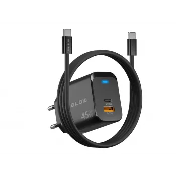 Ładowarka ścienna USB-A USB-C PD 45W + kabel