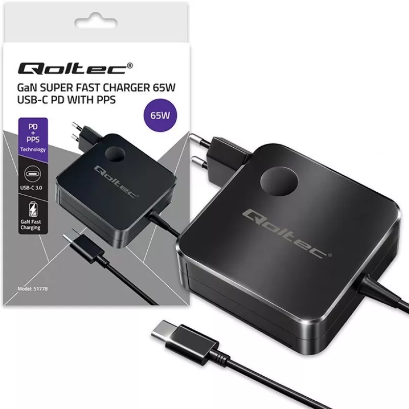 Ładowarka GaN 65W USB-C PD PPS 5V 21V 3A 3.25A