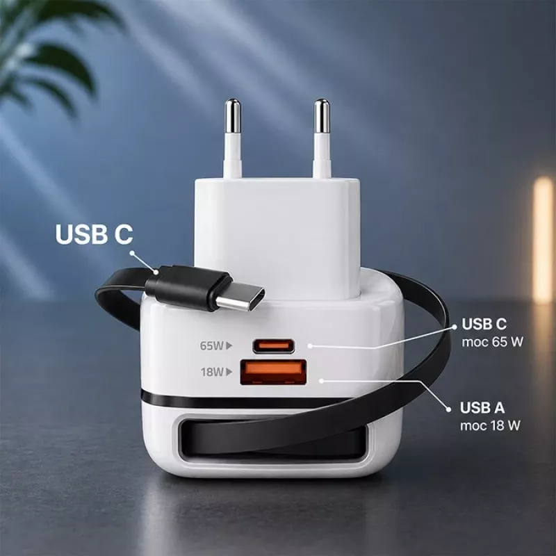 Ładowarka USB C 65W GaN PPS 5V 20V 3A 3.25A