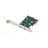 Karta sieciowa PCI Express x1 -> 2x USB-C 3.2 Gen 2x1 z diodą LED, niski profil