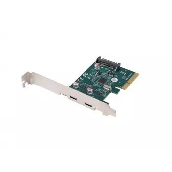Karta sieciowa PCI Express x1 -> 2x USB-C 3.2 Gen 2x1 z diodą LED, niski profil