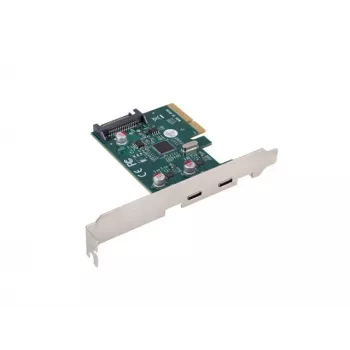 Karta sieciowa PCI Express x1 -> 2x USB-C 3.2 Gen 2x1 z diodą LED, niski profil