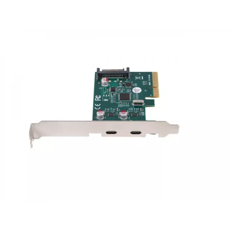 Karta sieciowa PCI Express x1 -> 2x USB-C 3.2 Gen 2x1 z diodą LED, niski profil
