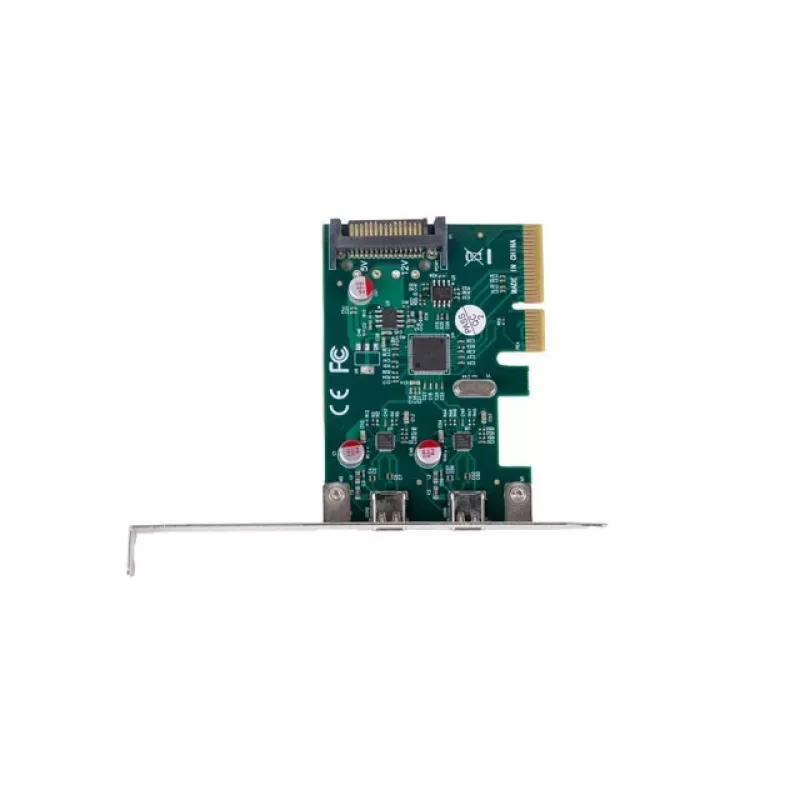 Karta sieciowa PCI Express x1 -> 2x USB-C 3.2 Gen 2x1 z diodą LED, niski profil