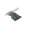 Karta sieciowa PCI Express x1 -> 2x USB-C 3.2 Gen 2x1 z diodą LED, niski profil