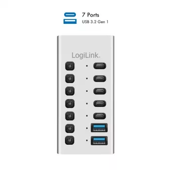 Hub USB 3.2 Gen1 7 portów USB-A/C, przełącznik włącz/wyłącz