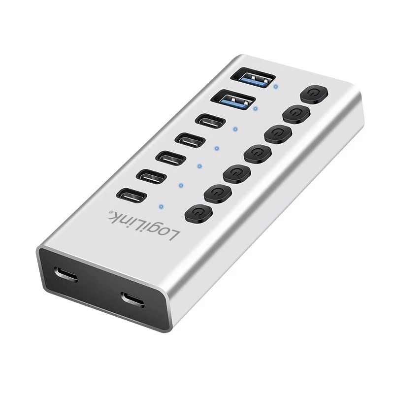Hub USB 3.2 Gen1 7 portów USB-A/C, przełącznik włącz/wyłącz