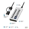 Hub USB 3.2 Gen1 7 portów USB-A/C, przełącznik włącz/wyłącz