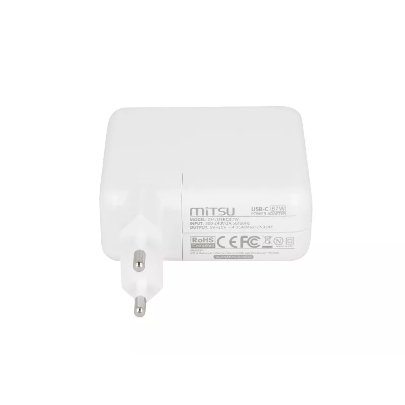 Zasilacz do laptopa 87W USB-C 5V-9V-12V-15V/3A, 20V/3,25A, 20,2V/4,3A PD