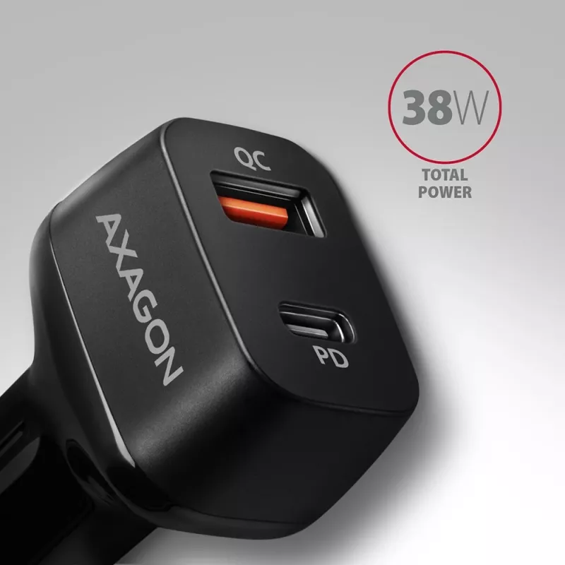 AXAGON PWC-PQ38 38W ładowarka samochodowa 2x port USB-A+C