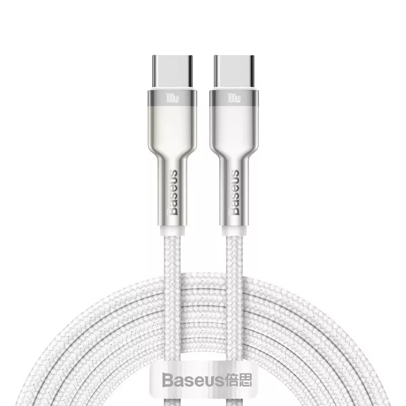 Kabel USB-C do USB-C Baseus Cafule, 100 W, 2 m (biały)