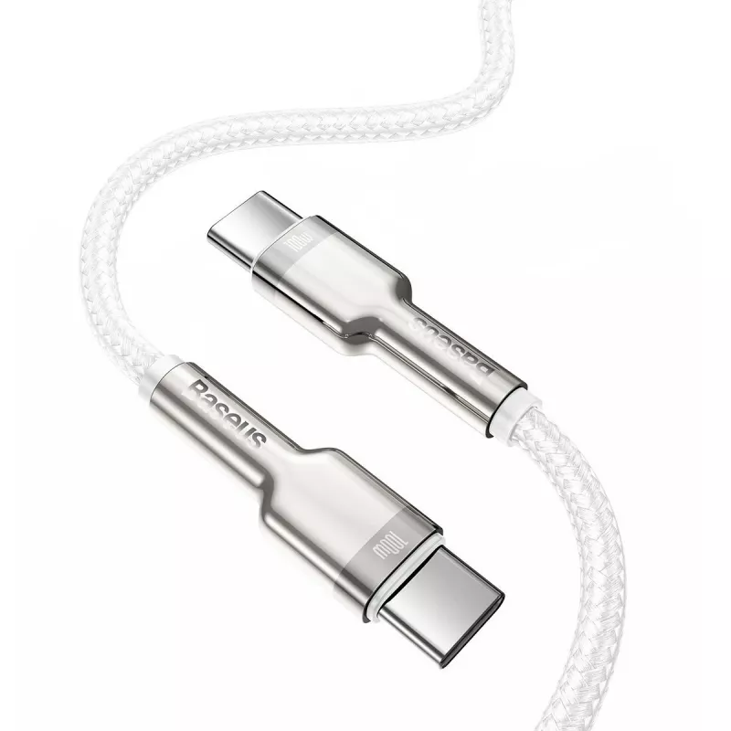 Kabel USB-C do USB-C Baseus Cafule, 100 W, 2 m (biały)