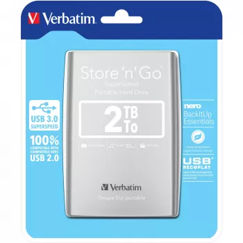 Verbatim Store 'n' Go USB 3.0 przenośny dysk twardy 2 TB srebrny
