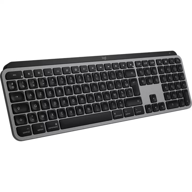 Logitech Master Series MX Keys S dla Mac - Klawiatura - pełnowymiarowa - podświetlana - Bezprzewodowa - Bluetooth LE - AZERTY - Francuska - Kosmiczna szarość (920-011625)