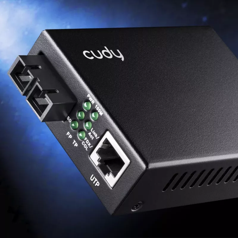 Cudy MC100SA-20 konwerter mediów sieciowych 100 Mbit/s 1310 nm Jednomodowy Czarny