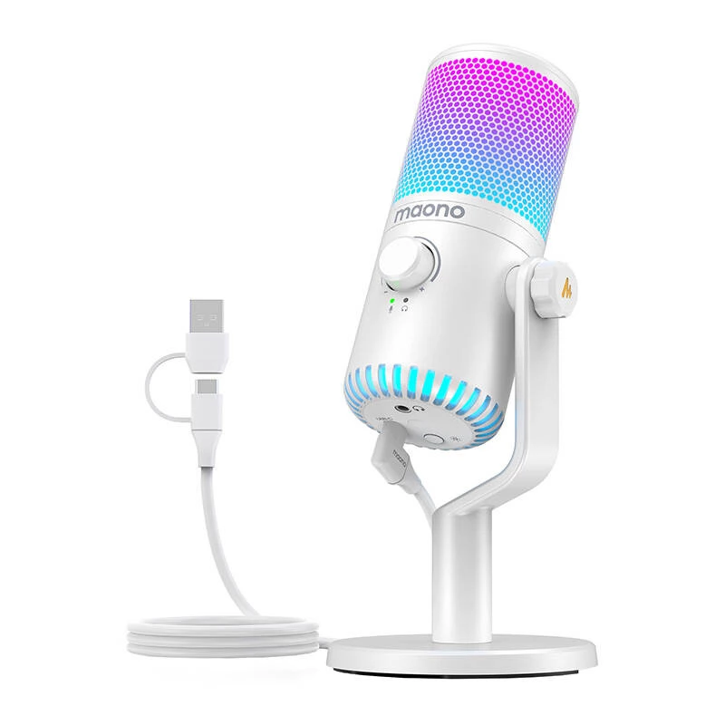 Mikrofon gamingowy Maono DM30RGB (biały)