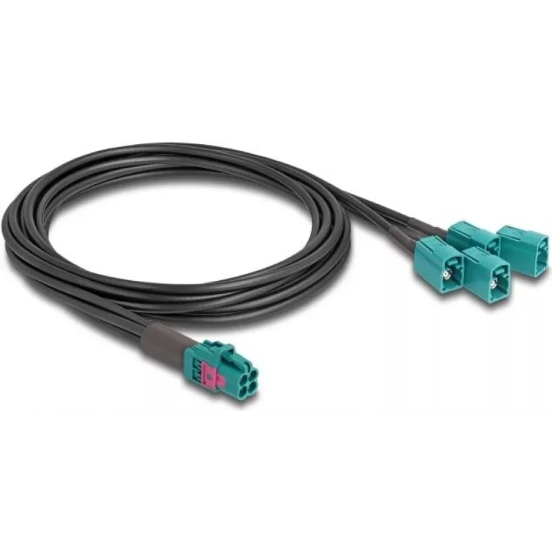 DeLOCK 90118 Kabel koncentryczny 1 m Mini FAKRA Z 4 x FAKRA Z Czarny - Niebieski (90118)
