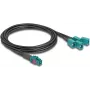 DeLOCK 90118 Kabel koncentryczny 1 m Mini FAKRA Z 4 x FAKRA Z Czarny - Niebieski (90118)