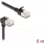 Kabel sieciowy Delock RJ45 Cat.6A S/FTP cienki 90° góra kątowy / prosty 5 m czarny (80290)