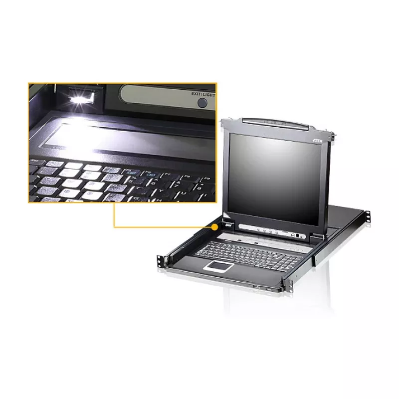 ATEN CL5708MW 43cm szeroki przełącznik KVM LCD, USB-PS/2, VGA, 8 portów, układ UK