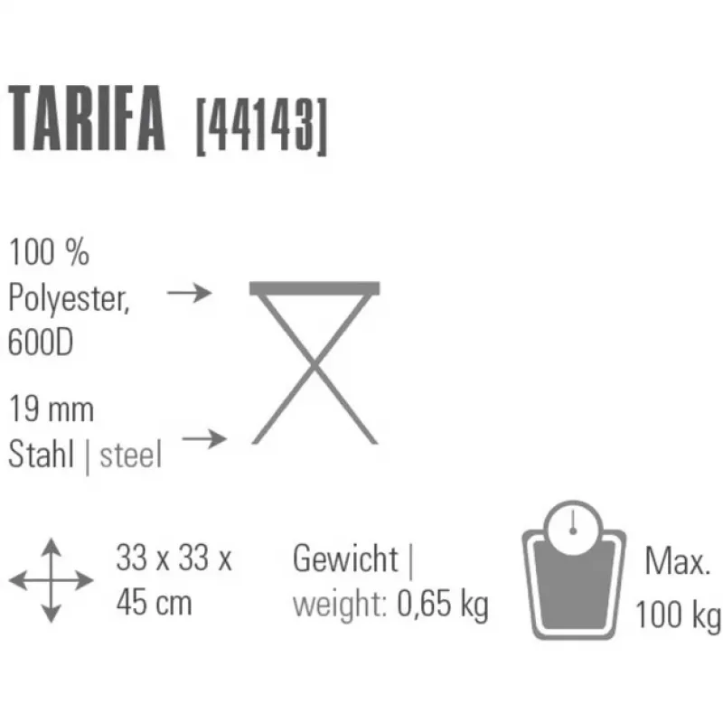 krzesło kempingowe Tarifa 44143 (ciemnoszary/niebieski, stołek trójnożny)