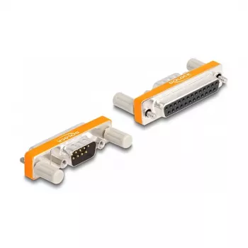 Delock - Serieller Adapter - DB-9 (M) mit Muttern zu DB-25 (W) schraubbar - silber/orange (66982)