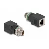 Delock Adapter M12 z kodowaniem X, 8-pinowa wtyczka do gniazda RJ45, prosty