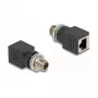 Delock Adapter M12 z kodowaniem X, 8-pinowa wtyczka do gniazda RJ45, prosty
