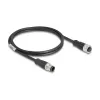 Delock kabel M12 D-kodowany wtyk 4-pinowy na gniazdo PVC 1 m