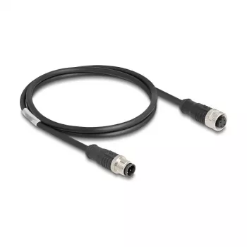 Delock kabel M12 D-kodowany wtyk 4-pinowy na gniazdo PVC 1 m
