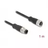 Delock kabel M12 D-kodowany wtyk 4-pinowy na gniazdo PVC 1 m