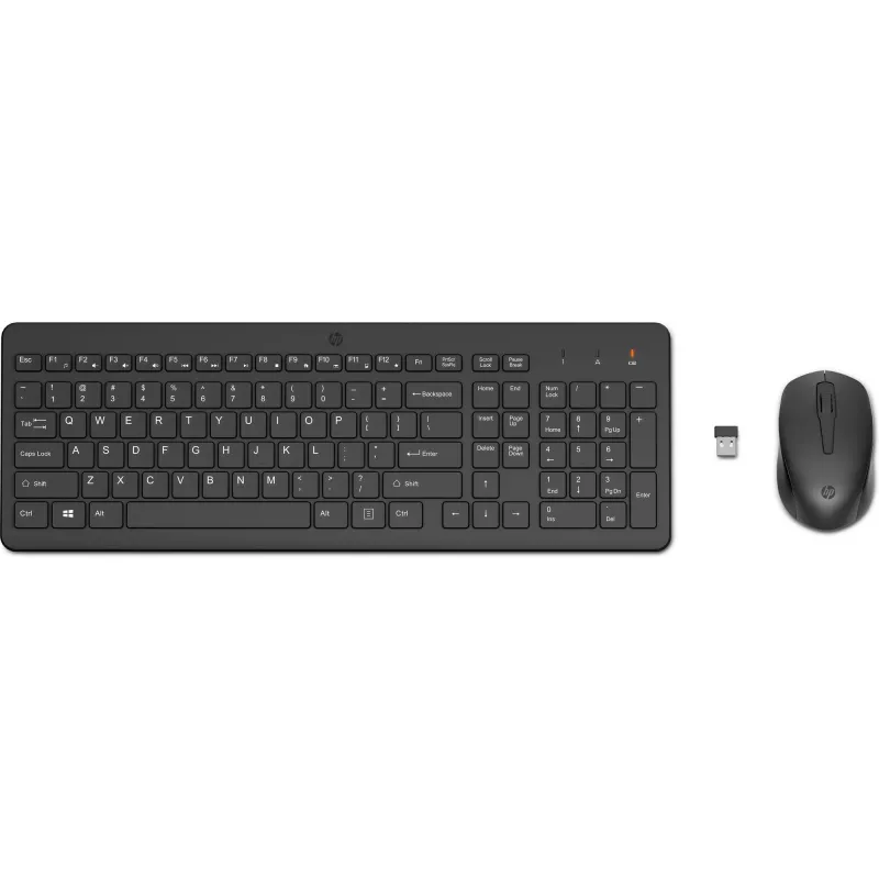 Klawiatura i mysz HP 330 Wireless, pełnowymiarowa (100%), bezprzewodowa, RF Wireless, czarna, mysz w zestawie