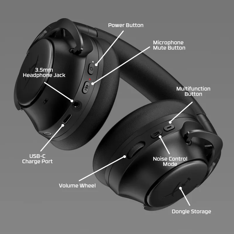HyperX Cloud MIX 2 - Zestaw słuchawkowy gamingowy (czarny), przewodowy i bezprzewodowy, gamingowy, 20 - 20000 Hz, 270 g, zestaw słuchawkowy, czarny