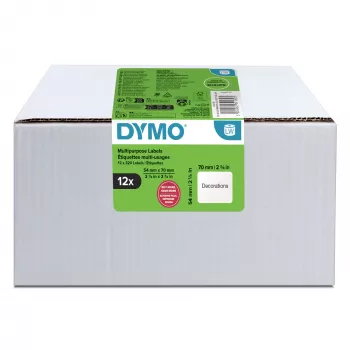 Authentyczne etykiety DYMO LabelWriter Wielofunkcyjne | 54 mm x 70 mm | Samoprzylepne | 12 rolek po 320 etykiet Easy-Peel (łącznie 3840 szt.) | do drukarek etykiet LabelWriter | Wyprodukowano w Europie