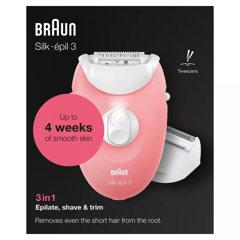 Braun Silk-epil 3-277 epilator, biały/pink