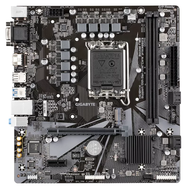 GIGABYTE H610M H płyta główna - obsługa procesorów Intel Core 14. generacji, 6+1+1 hybrydowy cyfrowy VRM, do 5600 MHz DDR4 (OC), 1x PCIe 3.0 M.2, LAN GbE, USB 3.2 Gen 1