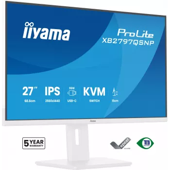 iiyama ProLite XB2797QSNP-W1 27-calowy monitor komputerowy IPS LCD 68,6 cm (27 cali) 2560 x 1440 pikseli Quad HD Biały