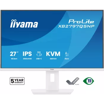 iiyama ProLite XB2797QSNP-W1 27-calowy monitor komputerowy IPS LCD 68,6 cm (27 cali) 2560 x 1440 pikseli Quad HD Biały