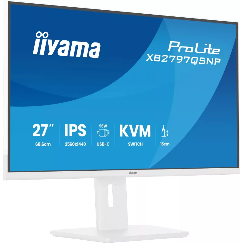 iiyama ProLite XB2797QSNP-W1 27-calowy monitor komputerowy IPS LCD 68,6 cm (27 cali) 2560 x 1440 pikseli Quad HD Biały