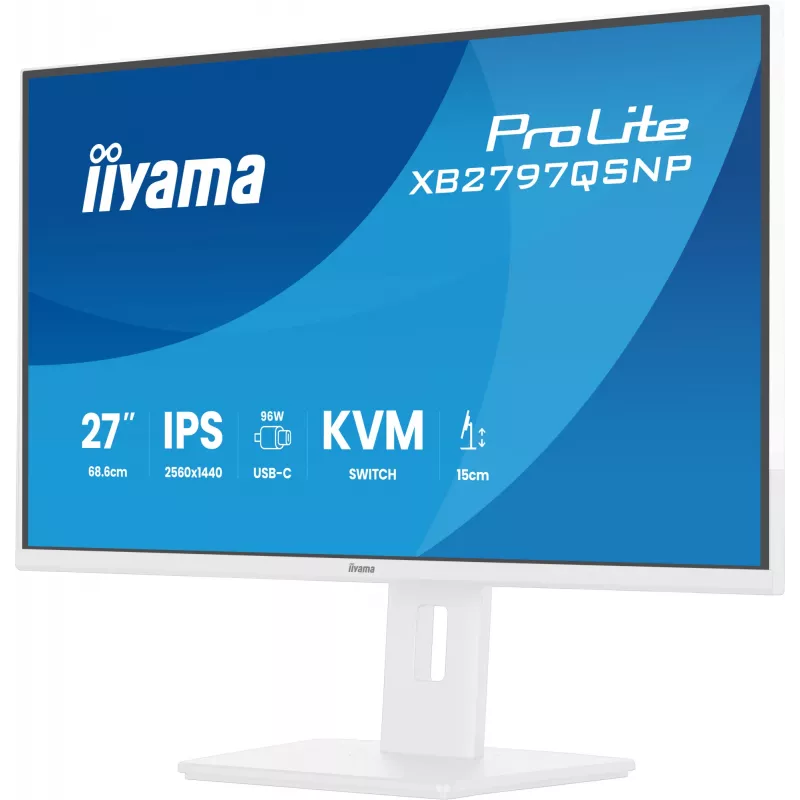 iiyama ProLite XB2797QSNP-W1 27-calowy monitor komputerowy IPS LCD 68,6 cm (27 cali) 2560 x 1440 pikseli Quad HD Biały