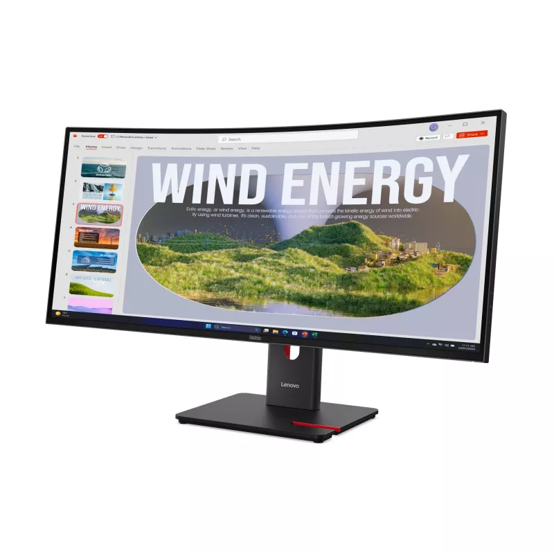 Monitor Lenovo ThinkVision T34WD-40, 86,4 cm (34 cale), 3440 x 1440 pikseli, Wide Quad HD, LED, 6 ms, czarny