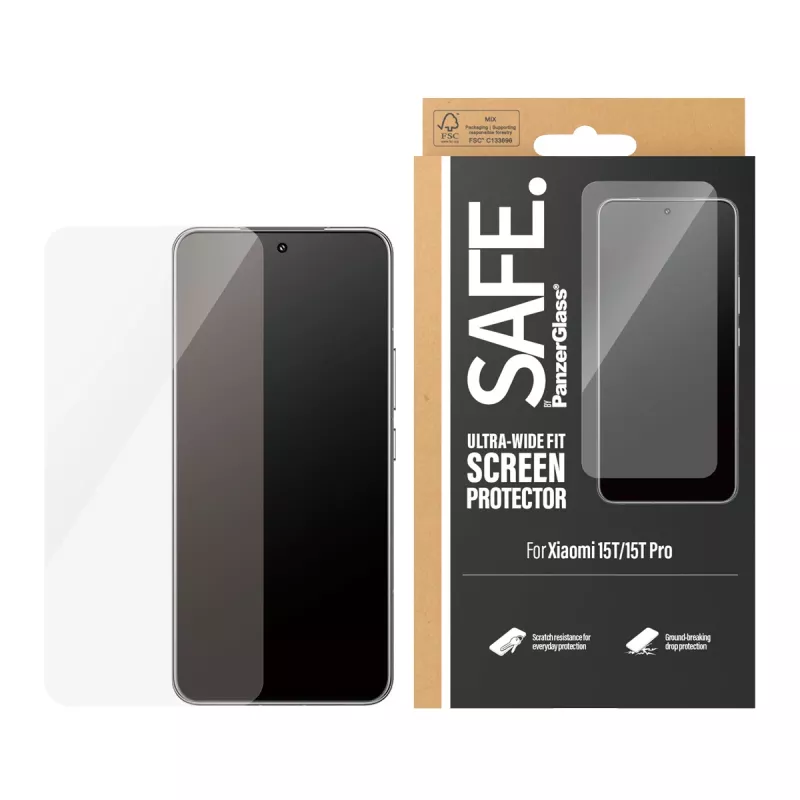 PanzerGlass SAFE. by ® Ochrona ekranu Xiaomi 15T | 15T Pro | Ultra-Wide Fit